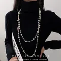 Flower necklace pearl necklace long sweater chain luxury necklace Multi layered necklace chokers