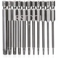 11 Pieces 1/4 Inch Hex Shank T6-T40 4 Inch Length S2 Steel Torx Security Head Screwdriver Drill Set