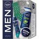 NIVEA Männerpflege Körperpflege Geschenkset Energy Pflegedusche 250 ml + Deodorant 150 ml + Creme 75 ml + Socken