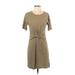 Aerie Casual Dress Scoop Neck Short sleeves: Tan Print Dresses - Women's Size Small