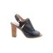 Madewell Heels: Slingback Chunky Heel Boho Chic Black Print Shoes - Women's Size 8 1/2 - Peep Toe