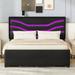 Queen Size PU Leather Storage Platform Bed Frame w/ LED, 4 Drawers,USB, Black