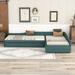 Upholstered Double Twin Size Daybed with Trundle and Drawer Sofa Bed