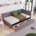 Upholstered Daybed with 2 Storage Drawers Twin Size Sofa Bed Frame No Box Spring Needed, Linen Fabric