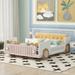 Classic Car Design Platform Bed Full Size Car-shaped Platform Bed with Soft Cushion and Shelves for Kids Bedroom, White