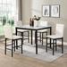 5pc Counter Height Dining Set, Faux Marble Top Table and 4x Counter Height Chairs,Metal Frame Casual Dining Furniture