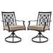 Gymax Patio Metal Swivel Chairs Set of 2 Fabric Bistro Rocker Chairs