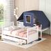 White Twin Over Twin Bunk Bed Storage Bed w/ Tent and Storage Drawers