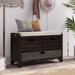 Storage Bench with Removable Basket and 2 Drawers, Fully Assembled Shoe Bench with Removable Cushion