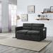 Futon Loveseat Bed with Pull-out Sofa Bed, Pockets, Black