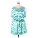 Robert Louis Casual Dress - Mini Crew Neck Short sleeves: Blue Tie-dye Dresses - Women's Size 2X