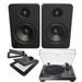Kanto YU6MB 200W Bookshelf Speakers with Bluetooth with Kanto S6 Angled Desktop Speaker Stands for Large Speakers and an AT-LP120XBT-USB-BK Black Direct Turntable (2022)