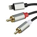 Lightning to RCA Stereo Cable - 2-Male Audio Aux Y Splitter Adapter for iPhone iPad iPod Models Home Theater Speaker Car (3.9 FT/Silver)