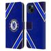 Head Case Designs Officially Licensed Chelsea Football Club Crest Stripes Leather Book Wallet Case Cover Compatible with Apple iPhone 15 Plus