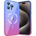 Magnetic Case for iPhone 15 Pro Case [Compatible with Magsafe] [Fluorescent Gradient Color] Slim Shockproof Soft TPU Protective Phone Case for Women Girls 6.1 Inch 2023 Blue Pink