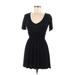 ASOS Casual Dress - Mini Scoop Neck Short sleeves: Black Solid Dresses - Women's Size 00