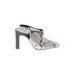 Vince Camuto Heels: Slip-on Chunky Heel Boho Chic Gray Snake Print Shoes - Women's Size 6 - Almond Toe