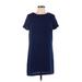 Lulus Casual Dress - Shift Crew Neck Short sleeves: Blue Print Dresses - Women's Size Medium