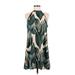 Shein Casual Dress - A-Line Halter Sleeveless: Green Print Dresses - Women's Size 6