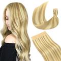 Googoo 20inch Ombre Blonde Tape Hair Extensions Light Blonde with Golden Blonde Straight Remy Hair Extensions Tape Human Hair 20pcs 50g