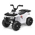 COSTWAY 6V Kids Electric Ride on Car, Battery Powered Quad Bike ATV with Headlights, MP3, USB, Volume Control, 4 Wheels Vehicle Toy for Boys Girls (White)
