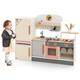 Maxmass Kids Play Kitchen, Wooden Children Pretend Kitchen Set with 16 Accessories, Side Refrigerator, BBQ Grill, Range Hood, Cute Clock, Rotary Switch, Toddlers Role Play Toy Kitchen for Boys Girls