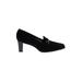 Stuart Weitzman Heels: Slip-on Chunky Heel Work Black Print Shoes - Women's Size 8 - Almond Toe