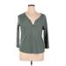 Style&Co Long Sleeve Henley Shirt: Green Tops - Women's Size 0X