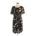 H&M Casual Dress Scoop Neck Short sleeves: Black Floral Dresses - Women's Size 8