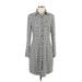Vince Camuto Casual Dress - Shirtdress High Neck 3/4 sleeves: Gray Dresses - Women's Size 4