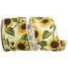 The Holiday Aisle® 2-1/2"X10Yd Cream Sunflowers Spray Wired Edge Ribbon Metal in Brown/White | 2.5 H x 4 W x 4 D in | Wayfair