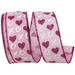 The Holiday Aisle® 1-1/2"x20yd Xoxo Glitter Hearts Wired Edge Ribbon, Polyester in Pink | 1.5 H x 5 W x 5 D in | Wayfair