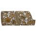 The Holiday Aisle® 4"X5Yd Sparkling Leaves Jacquard Gold Backed Wired Edge Ribbon, Polyester in Brown | 4 H x 4 W x 4 D in | Wayfair