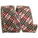 The Holiday Aisle® Red/Black Plaid Lauren Diagonal Glitter Stripes Wired Edge Ribbon, Polyester in Black/Red | 1.5 H x 6 W x 6 D in | Wayfair