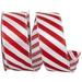 The Holiday Aisle® Candy Cane Iridescent Stripe Value Wired Edge Ribbon, Polyester in Red/White | 1.5 H x 6 W x 6 D in | Wayfair