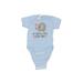 Rabbit Skins Short Sleeve Onesie: Blue Solid Bottoms - Size Newborn