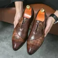 Nuove scarpe Derby marroni per uomo scarpe formali da uomo nere stringate a punta fatte a mano