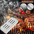 Kitchen Gadgets Cameland Stainless Steel BBQ Smoker Box For Grilling Wood Chips Barbecue Meat Smoker With Removable Lid Grilling Accessories Christmas Gifts on Clearance