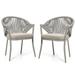 Nuu Garden Patio Conversation Chairs Set of 2 Woven Rope Outdoor Patio Chair with Seat Cushions Powder-coated Aluminum Frame Beige