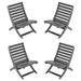 Adirondack Chair Folding Xavier Chair Set of 4 HDPE Plastic Portable Outdoor Chairs One step Assembly Plastic Adirondack Chair for Beach Poolside Fishing Fire Pit Camping Patio Garden Indoors Grey