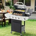 Highsound 3-Burner Propane Gas Grill Porcelain-Enameled Cast Iron Grates 25650 BTU Outdoor Cooking Stainless Steel Portable BBQ Grills Cabinet