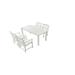 5-Piece Patio Dining Set in Pure White - 4 Dining Chairs + 1 Large Table with Imitation Wood Grain - Perfect for Garden Poolside and Balcony Conversations - Durable and Outdoor Friendly