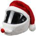 Santa Hat with Goggles Christmas Motorcycle Shield Cover Funny Plush Motorcycle Cap Ski Cap Helmet Cover