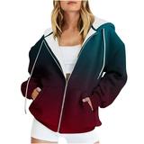 Lovskoo Women s Full Zip Sweatshirt Oversized Fleece Jacket Casual Printed Long Sleeve Hooded Outerwear Jacket Outerwear Claret