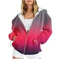 Lovskoo Women s Full Zip Sweatshirt Oversized Fleece Jacket Casual Printed Long Sleeve Hooded Outerwear Jacket Outerwear Pink