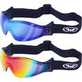 2 Pairs of Global Vision Z-33 Padded Motorcycle Skydiving Goggles G-Tech Red + Blue Mirror Lenses
