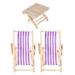 NUOLUX 3 Pcs Dollhouse Miniature Beach Chairs Mini Lounge Chair Foldable Table Ornament