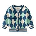 SILVERCELL Little Boys Girls Kids Long Sleeve Button Cute Knit Top Jacket Kids Casual V-Neck Plaid Cardigan Sweater