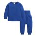 TOWED22 2pcs Unisex Baby Boy Girl Cotton Crewneck Top and Pants Winter Outfit Set Baby Boys Clothes Baby Boys Outfits(Blue 6-9 M)