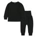 TOWED22 Baby Boys 2Pcs Fall Outfits T Shirt Pants Outfit Patchwork Long Sleeve Tees Tops Trousers Kids Fall Sweatsuit(Black 3-6 M)